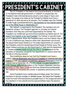 President's Cabinet Color by Number, Reading Passage and Text Marking - Image 4