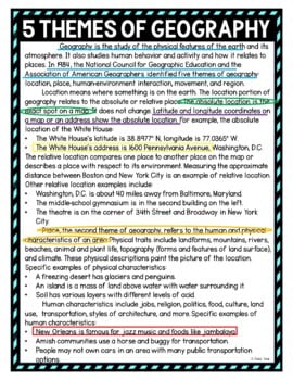 5 Themes of Geography Color by Number, Reading Passage and Text Marking - Image 4