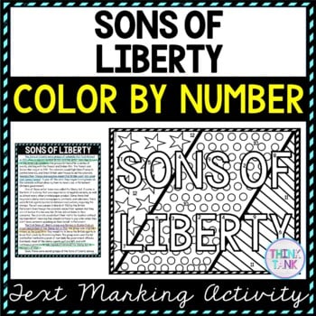 Sons of Liberty Color by Number, Reading Passage and Text Marking