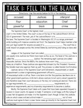 Supreme Court Reading Comprehension Challenge - Close Reading - Judicial Branch - Image 2