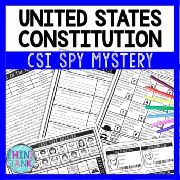 US Constitution Reading Comprehension CSI Spy Mystery - Close Reading Challenge
