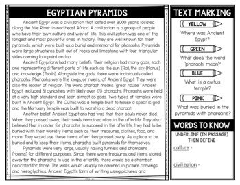 Ancient Egypt Reading Passages and Text Marking - Image 2