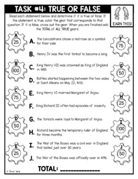 War of the Roses Thinktivity™ Reading Comprehension - Middle Ages - Image 3