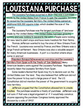 Louisiana Purchase Color by Number, Reading Passage and Text Marking - Image 4