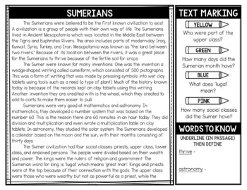 Ancient Mesopotamia Reading Passages and Text Marking - Image 4