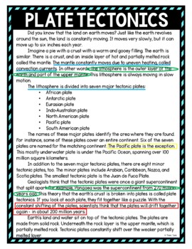Plate Tectonics Color by Number, Reading Passage and Text Marking - Image 4