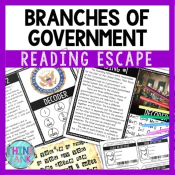 Branches of Government Reading and Puzzle Escape