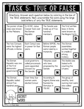 Roman Republic Reading Comprehension Challenge - Close Reading - Ancient Rome - Image 3