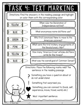 Thomas Paine Reading Comprehension Challenge - Close Reading - Revolutionary War - Image 4