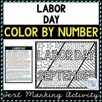 Labor Day Color by Number, Reading Passage and Text Marking
