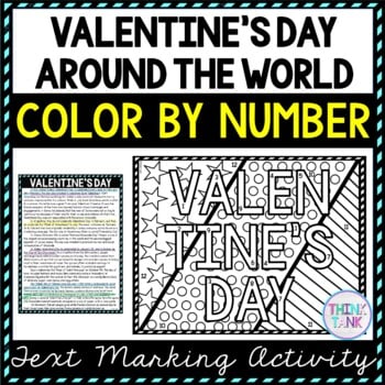 Valentine's Day Around the World Color by Number, Reading and Text Marking