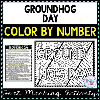 Groundhog Day Color by Number, Reading and Text Marking