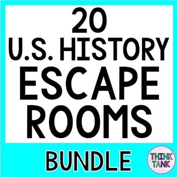 20 US History ESCAPE ROOMS BUNDLE - Reading Comprehension