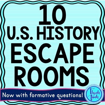 10 US History Escape Rooms Bundle - Reading Comprehension - Constitution & More