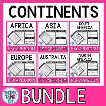Continents Escape Rooms BUNDLE - World Geography