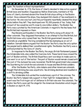 Boston Tea Party DIGITAL Reading Passage and Questions - Self Grading - Image 4