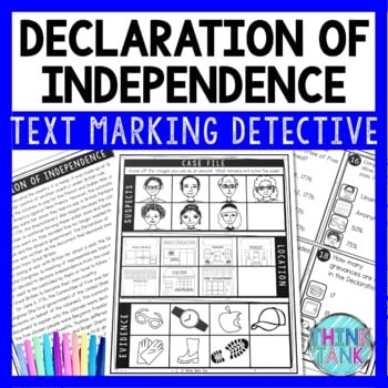 Declaration of Independence Text Marking Detective Mystery - Reading Passages