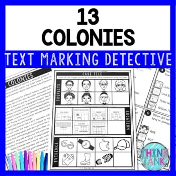 13 Colonies Text Marking Detective Mystery - Reading Passages