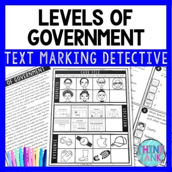 Levels of Government Text Marking Detective Mystery - Reading Passages