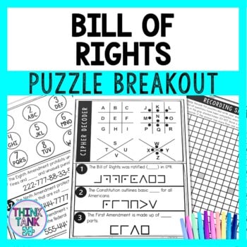 Bill of Rights Puzzle Stations Breakout - US Constitution