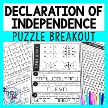 Declaration of Independence Puzzle Stations Breakout - American Revolution