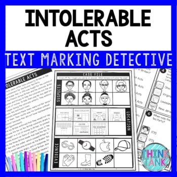 Intolerable Acts Text Marking Detective Mystery - Reading Passages
