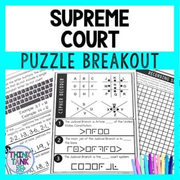 Supreme Court Puzzle Stations Breakout - Branches of Government