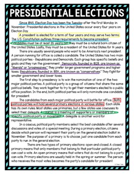 Presidential Elections Color by Number, Reading Passage and Text Marking - Image 4