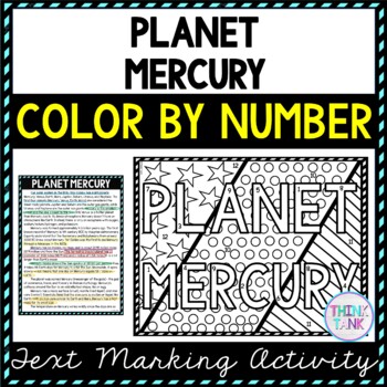 Planet Mercury Color by Number, Reading Passage and Text Marking