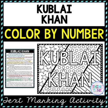 Kublai Khan Color by Number, Reading Passage and Text Marking