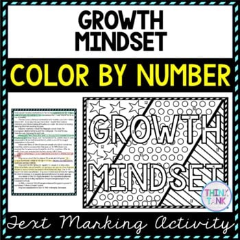 Growth Mindset Color by Number, Reading Passage and Text Marking