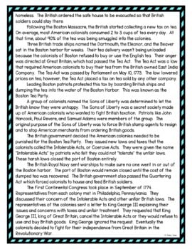 Revolutionary War Causes DIGITAL Reading Passage & Questions - Image 3