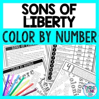 Sons of Liberty Color by Number - Close Reading & Text Marking