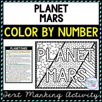 Planet Mars Color by Number, Reading Passage and Text Marking