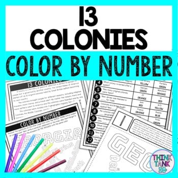13 Colonies Color by Number - Close Reading & Text Marking