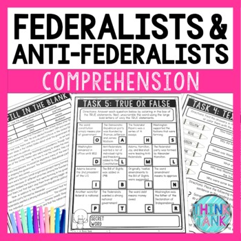 Federalists and Anti-Federalists Reading Comprehension Challenge - Close Reading