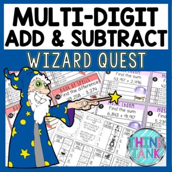 Addition and Subtraction Multi Digit Math Quest Game - Whole Numbers
