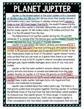 Planet Jupiter Color by Number, Reading Passage and Text Marking - Image 4