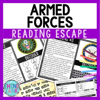 Armed Forces Reading Comprehension and Puzzle Escape Room - US Military Branches