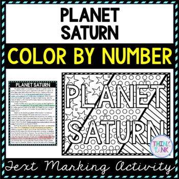 Planet Saturn Color by Number, Reading Passage and Text Marking