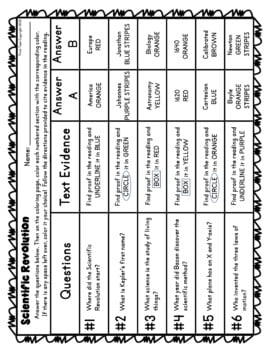 Scientific Revolution Color by Number, Reading Passage and Text Marking - Image 2