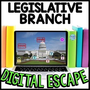 Legislative Branch Interactive DIGITAL Escape Room Reading and Puzzles