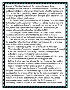 Gideon v. Wainwright DIGITAL Reading Passage & Questions Self Grading - Image 3