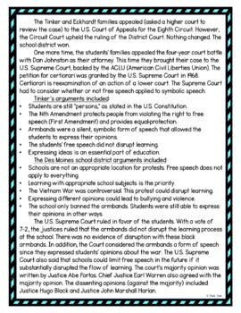 Tinker v Des Moines DIGITAL Reading Passage & Questions Self Grading - Image 3