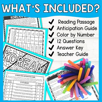Korean War Color by Number, Reading Passage and Text Marking - Image 2