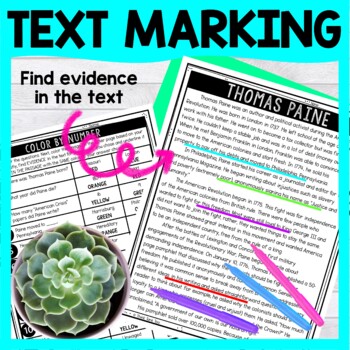 Thomas Paine Color by Number - Close Reading & Text Marking - Image 4