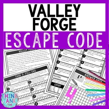 Valley Forge Comprehension Code Escape Room - Close Reading - Revolutionary War