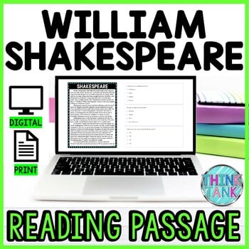 Shakespeare DIGITAL Reading Passage & Questions Self Grading
