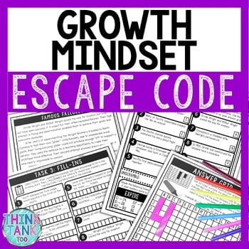 Growth Mindset Comprehension Code Escape Room - Close Reading - Back to School