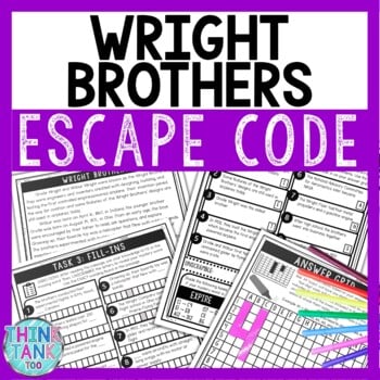 Wright Brothers Comprehension Code Escape Room - Close Reading - Aviation